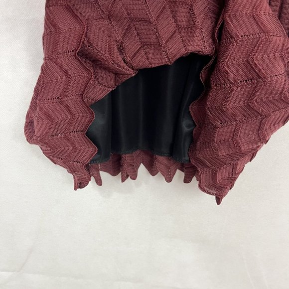 Missoni Red Knit Chevron Long Sleeve Scoop Neck Dress Merino Wool Blend Size 4 - Picture 5 of 10